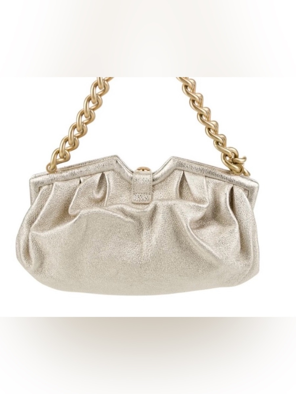 *SOLD* JIMMY CHOO Vintage Silver/Gold Metallic Suede/Leather Bag Gold Strap - Picture 2 of 3